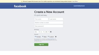 
                            5. Create New Account - Facebook