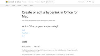 
                            13. Create or edit a hyperlink in Office for Mac - Office Support