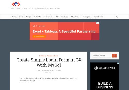 
                            9. Create Simple Login Form in C# With MySql - C# Programming Example