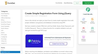 
                            6. Create Simple Registration Form Using jQuery | FormGet