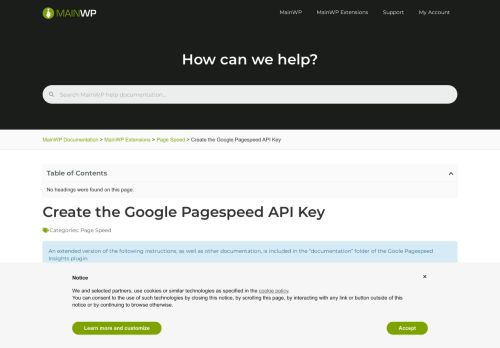 
                            9. Create the Google Pagespeed API Key | MainWP Documentation