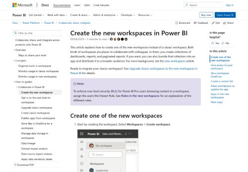 
                            7. Create the new workspaces (preview) - Power BI - Microsoft Docs
