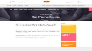 
                            12. Create User ID & Password | FAQs - Internet Banking @ IDFC Bank