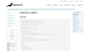 
                            11. CREATE USER - MariaDB Knowledge Base