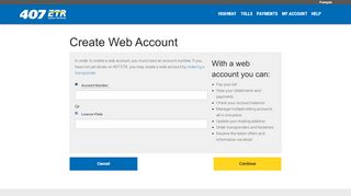 
                            3. Create Web Account - 407 ETR