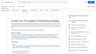 
                            3. Create your first display remarketing campaign - Previous - Google ...