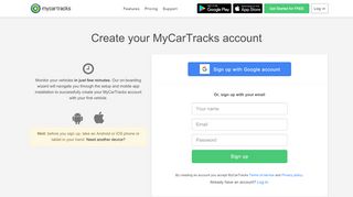 
                            9. Create your Free Account, start GPS tracking in minutes - MyCarTracks
