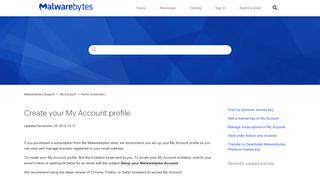 
                            6. Create your My Account profile | Official Malwarebytes Support