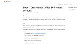 
                            5. Create your office 365 tenant | Microsoft Docs