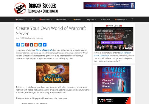 
                            10. Create Your Own World of Warcraft Server - Dragon Blogger Technology