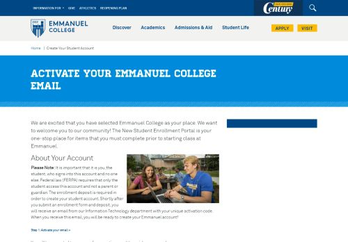 
                            2. Create Your Student Account - Emmanuel College