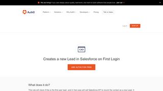 
                            12. Creates a new Lead in Salesforce on First Login - Auth0