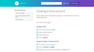 
                            2. Creating a Canva account – Help Center