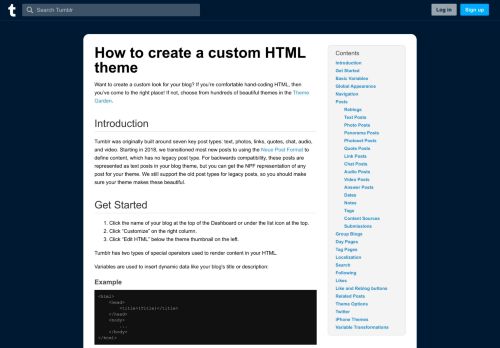 
                            11. Creating a custom HTML theme | Tumblr