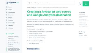 
                            7. Creating a Javascript web source and Google Analytics destination ...