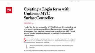 
                            4. Creating a Login form with Umbraco MVC SurfaceController - 24days.in