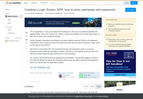 
                            1. Creating a Login Screen, WPF, how to store usernames and passwords ...
