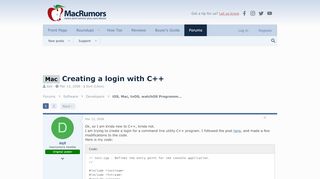 
                            8. Creating a login with C++ | MacRumors Forums