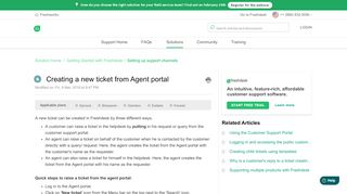 
                            7. Creating a new ticket from Agent portal : Freshdesk