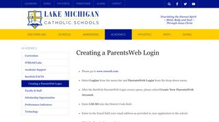 
                            6. Creating a ParentsWeb Login - Lake Michigan Catholic Schools ...