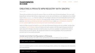 
                            6. Creating a Private npm Registry with Sinopia - Randomness in Code