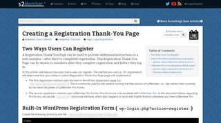 
                            11. Creating a Registration Thank-You Page | s2Member®