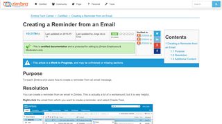 
                            2. Creating a Reminder from an Email - Zimbra :: Tech Center - Zimbra Wiki