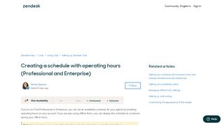 
                            7. Creating a schedule with operating hours ... - Zendesk Chat