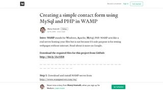
                            2. Creating a simple contact form using MySql and PHP in WAMP - Medium