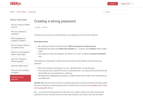 
                            4. Creating a strong password – ASKfm