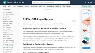 
                            1. Creating a User Login System with PHP and MySQL - Tutorial Republic