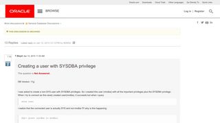 
                            8. Creating a user with SYSDBA privilege | Oracle Community