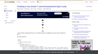 
                            3. Creating a very simple 1 username/password login in php - Stack ...