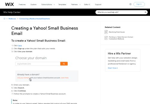 
                            11. Creating a Yahoo! Small Business Email | Help Center | Wix.com