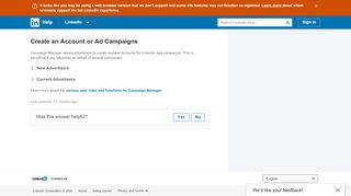 
                            5. Creating an Account for Campaigns | LinkedIn Help