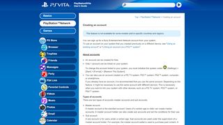 
                            11. Creating an account | PlayStation®Vita User's Guide