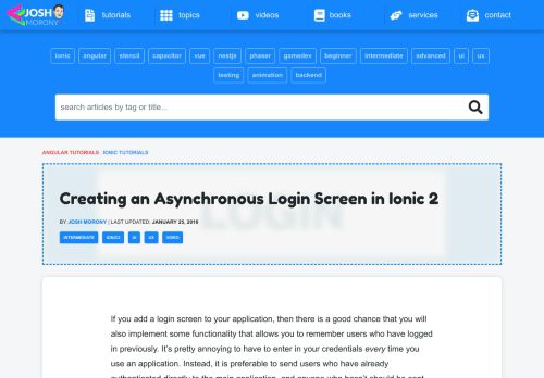 
                            1. Creating an Asynchronous Login Screen in Ionic 2 | joshmorony ...