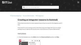 
                            12. Creating an integrator resource in Autotask – IT Glue Knowledge Base