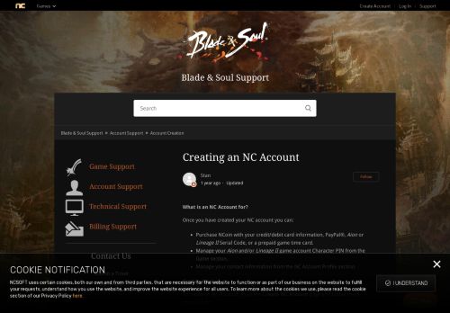 
                            3. Creating an NC Account – Blade & Soul Support