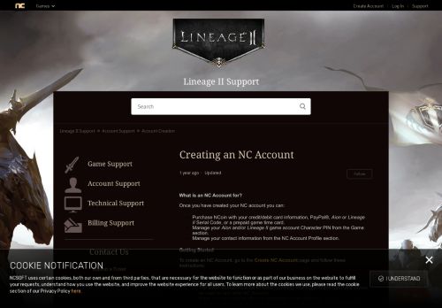 
                            5. Creating an NC Account – Lineage II Support