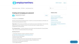 
                            6. Creating and managing your password - employment hero support