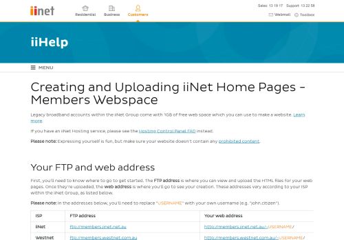 
                            11. Creating and Uploading iiNet Home Pages - Members Webspace ...