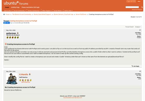 
                            10. Creating Anonymous access to Proftpd - Ubuntu Forums