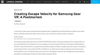 
                            12. Creating Escape Velocity for Samsung Gear VR: A Postmortem