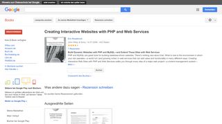 
                            11. Creating Interactive Websites with PHP and Web Services - Google Books-Ergebnisseite