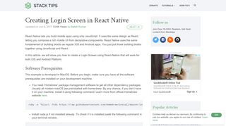 
                            10. Creating Login Screen in React Native | Stacktips