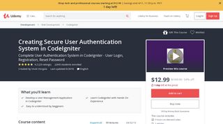 
                            10. Creating Secure User Authentication System in CodeIgniter | Udemy