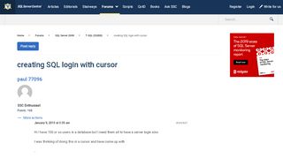
                            9. creating SQL login with cursor - SQL Server Central