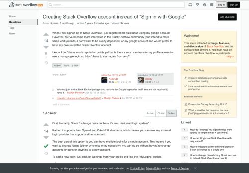 
                            2. Creating Stack Overflow account instead of “Sign in with Google ...