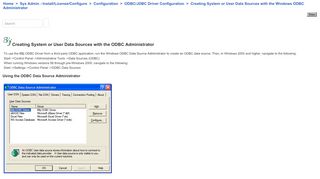 
                            3. Creating System or User Data Sources with the Windows ODBC ...